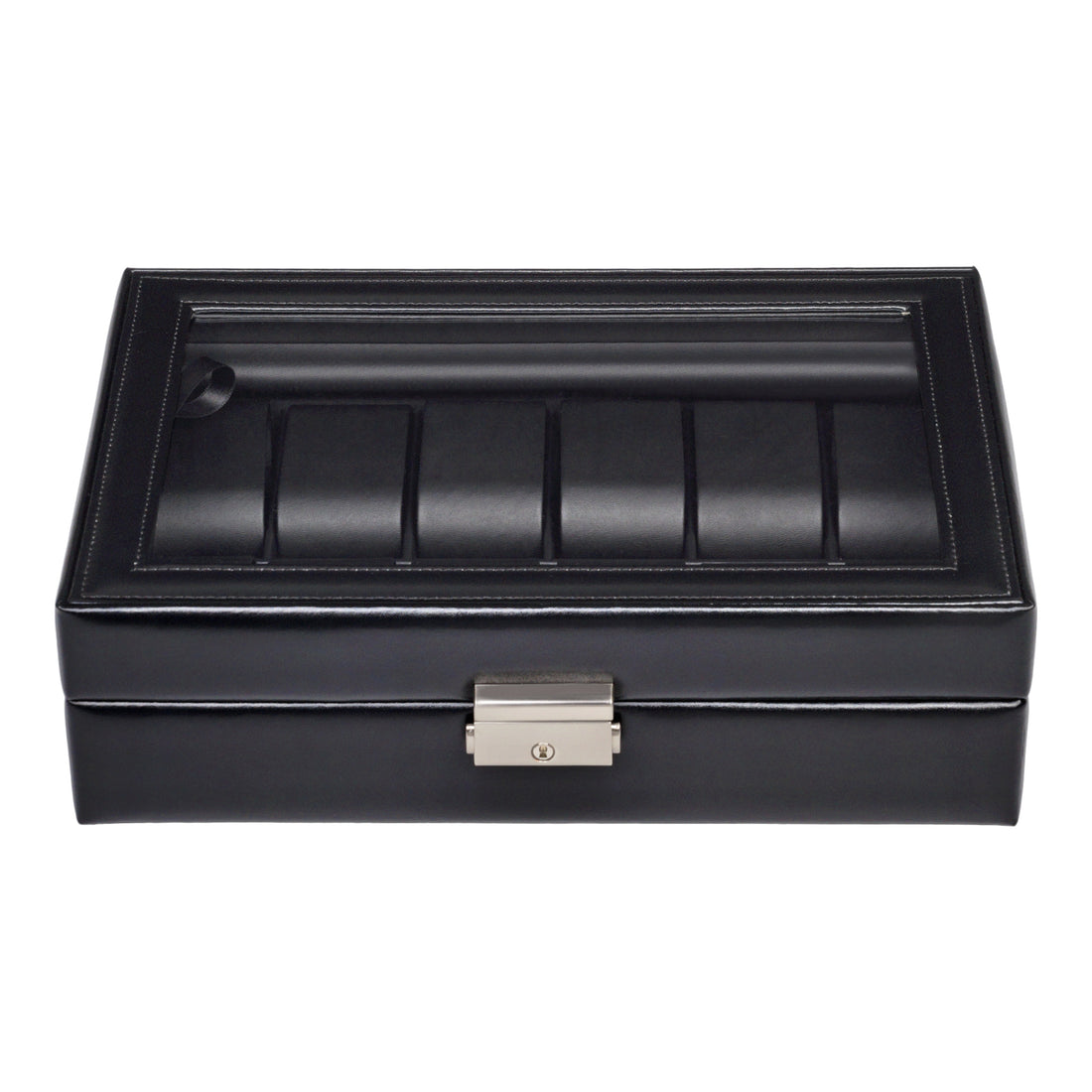 Watch case for 12 watches black exclusive / black (leather)