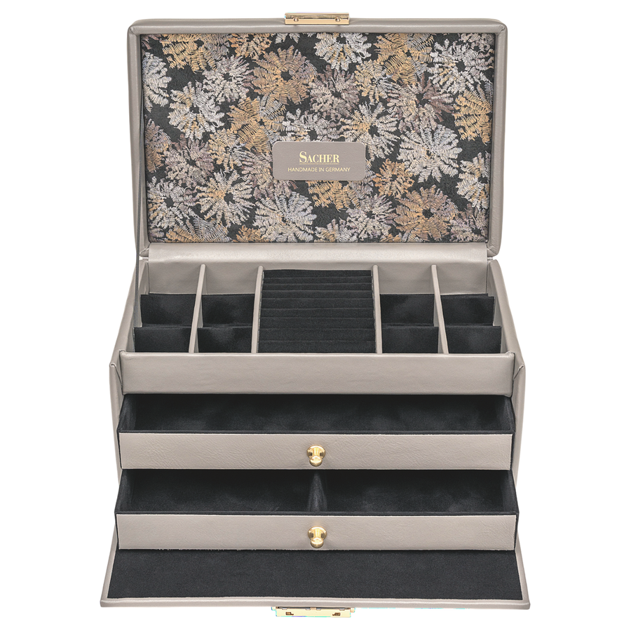 Schmuckkasten Emma fleur venice / grau (Leder)