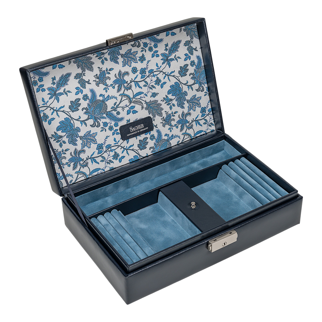 Schmuckkassette Ilka florage / navy (Leder)