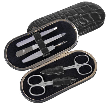 Astuccio per manicure da 5 pezzi Set manicure / nero (pelle)