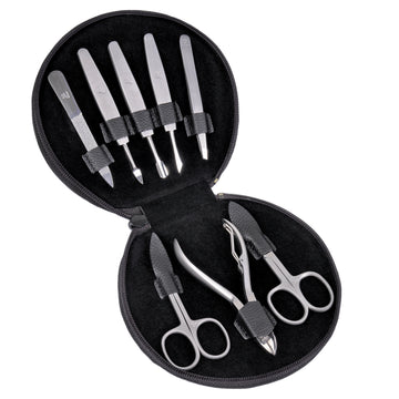 Astuccio per manicure da 8 pezzi Set manicure / nero (pelle)