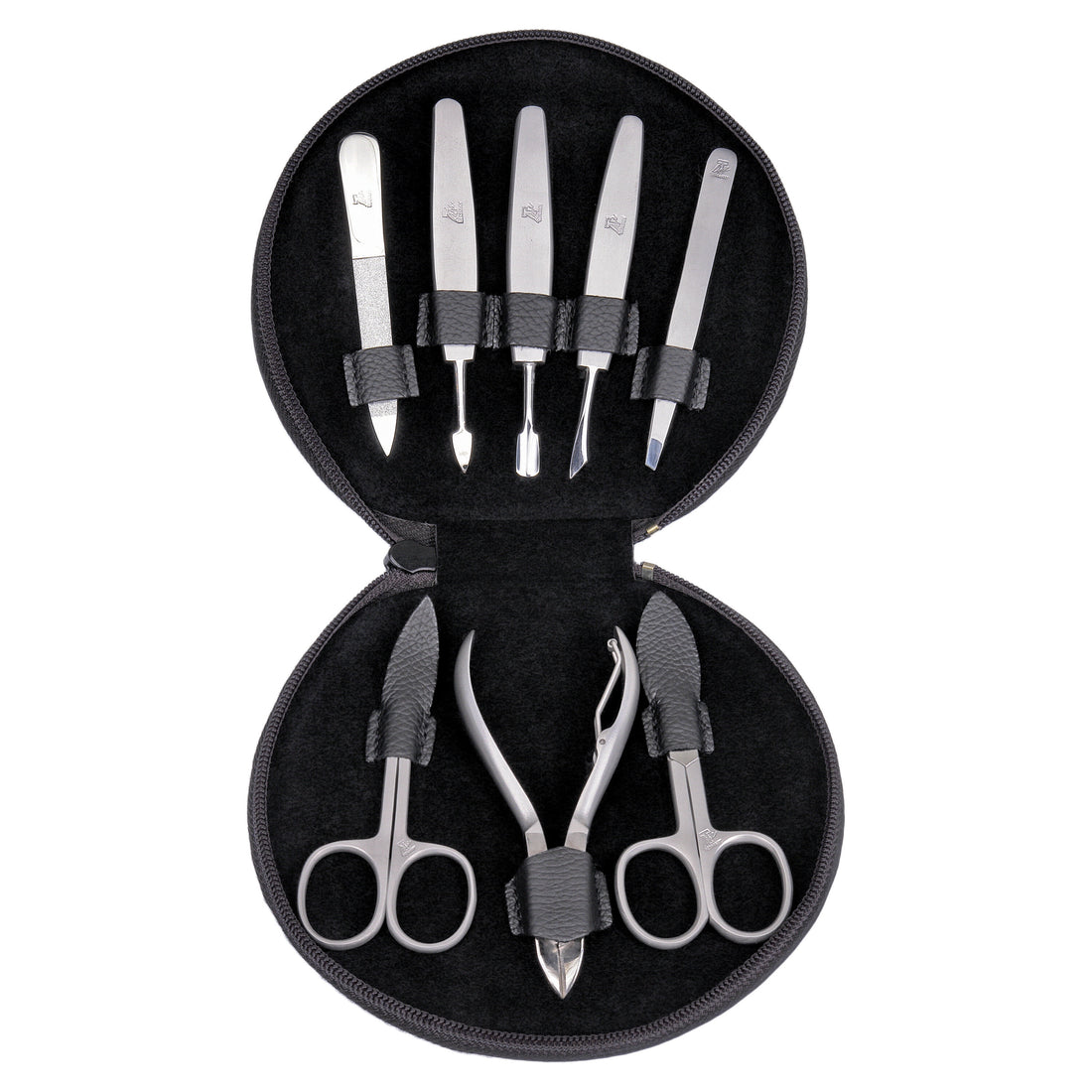 8 parti Set da manicure Manikürenset / nero (pelle)