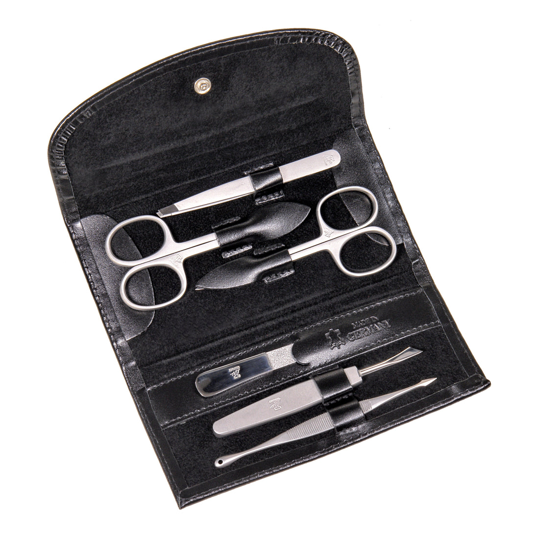 Astuccio per manicure da 6 pezzi Set manicure / nero (pelle)