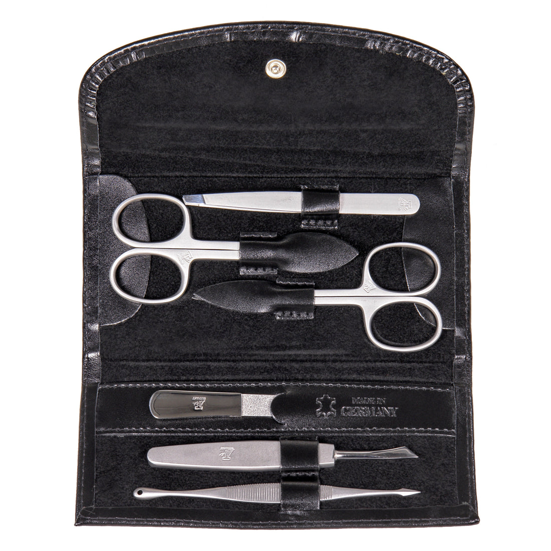 Astuccio per manicure da 6 pezzi Set manicure / nero (pelle)